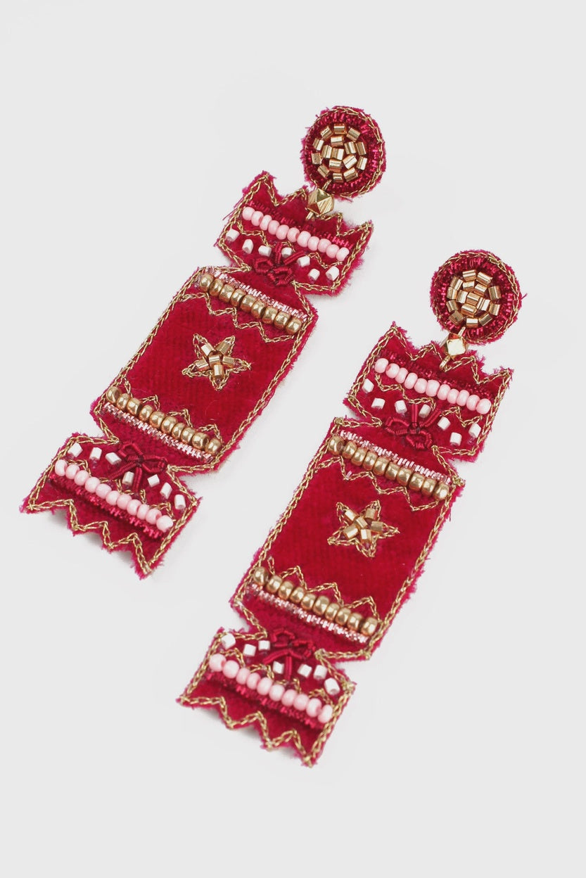 Hand Beaded Cracker Earrings