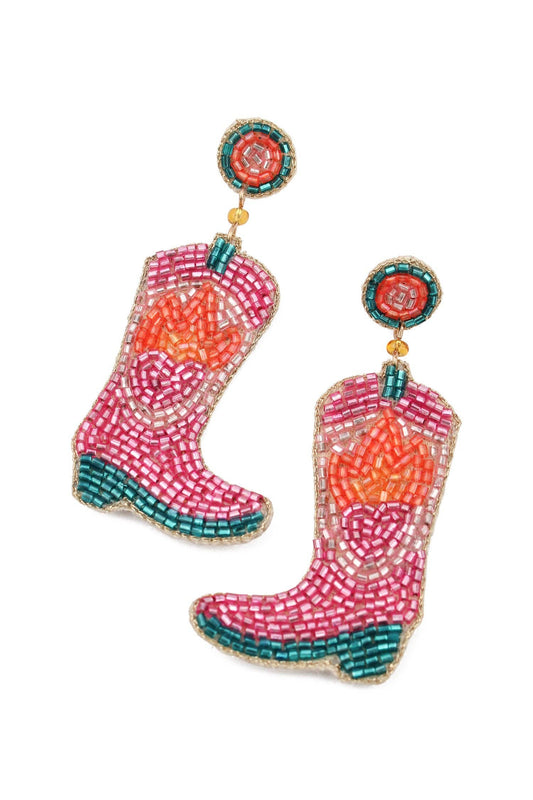 Hand Beaded Cowboy Boot Earrings