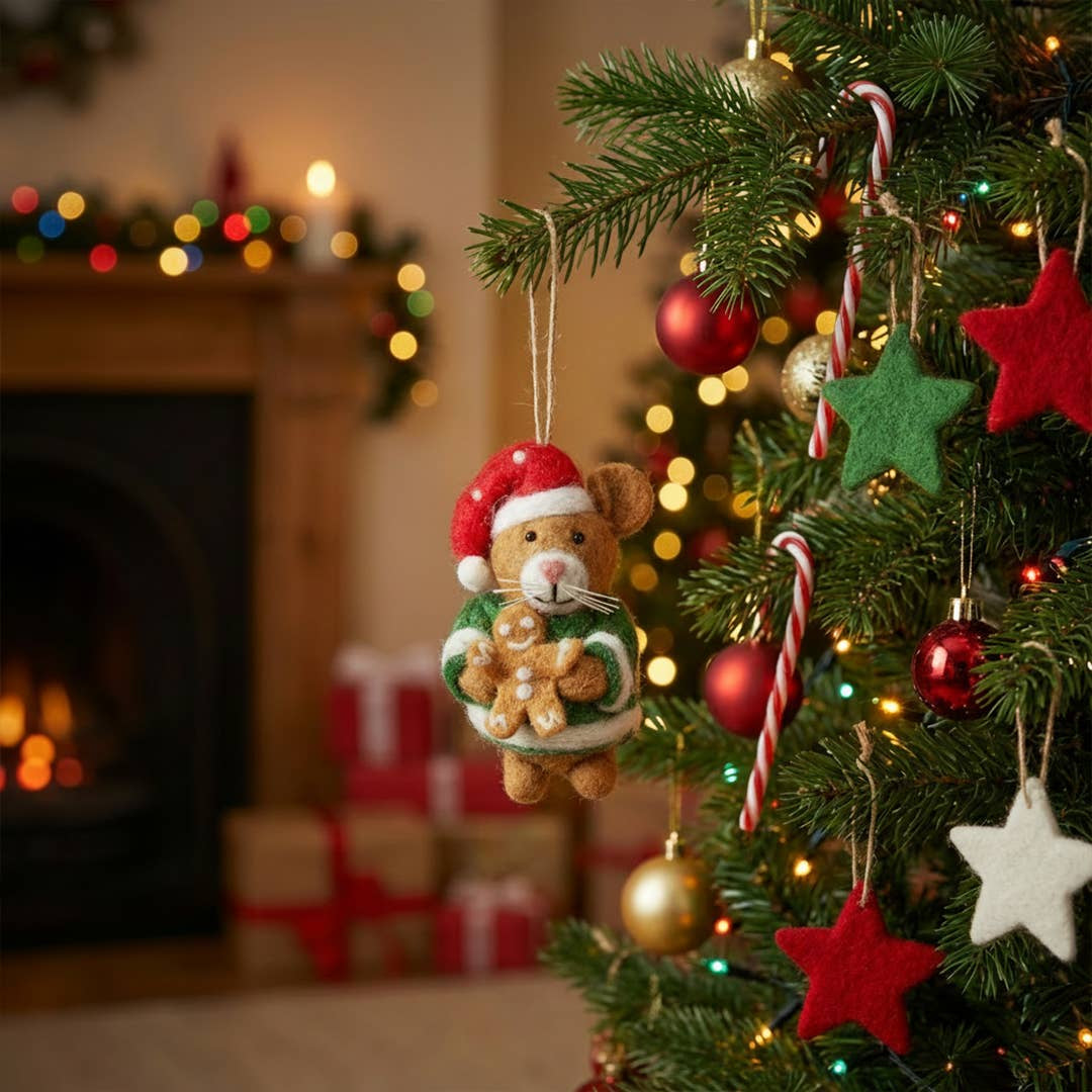 Handmade Felt Harvey Christmas Hamster Hanging Decoration