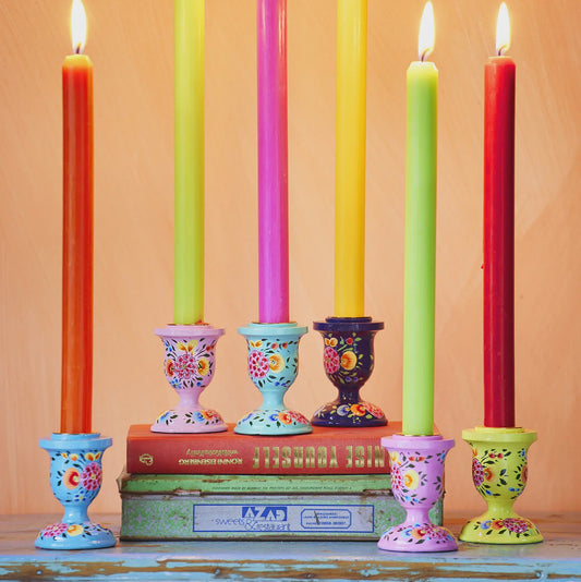 Hand Painted Kashmiri Candlestick Holder