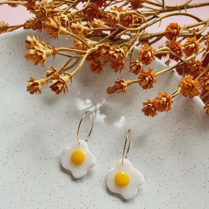Fried Egg Hoop Earrings