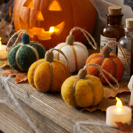Handmade Felt Hanging Pumpkin