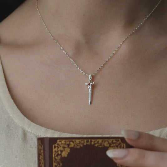 Gothic Silver Dagger Necklace