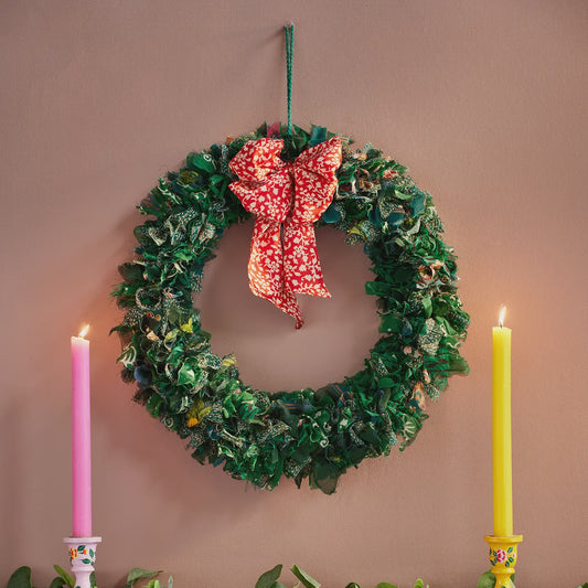 Recycled Sari Large Green Wreath