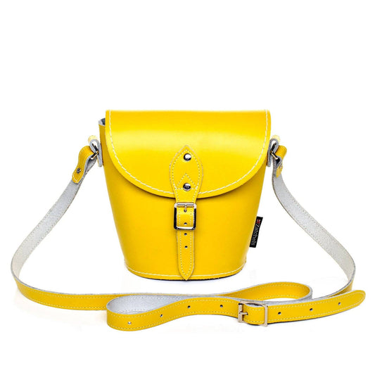 Handmade Leather Barrel Bag Daffodil Yellow