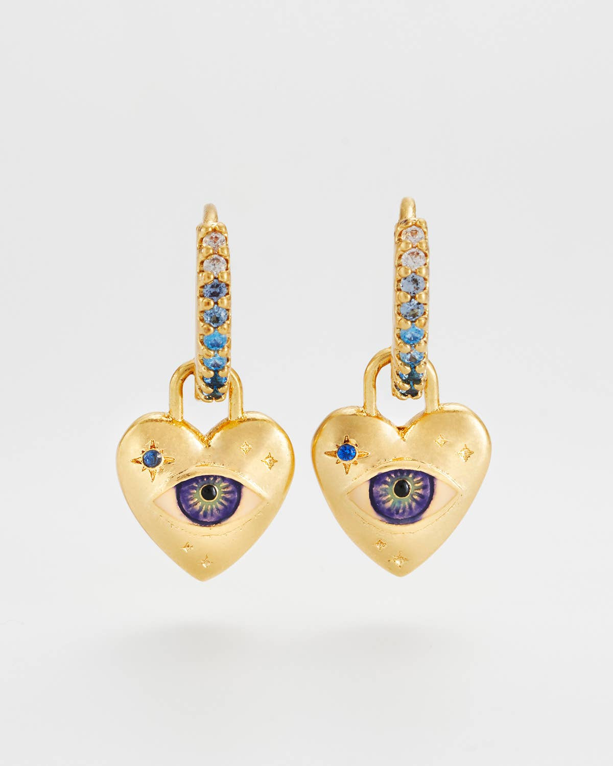 Talisman Eye Heart Charm Huggie Earrings