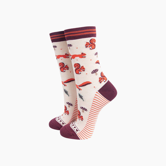 Cream Autumnal Squirrel Socks