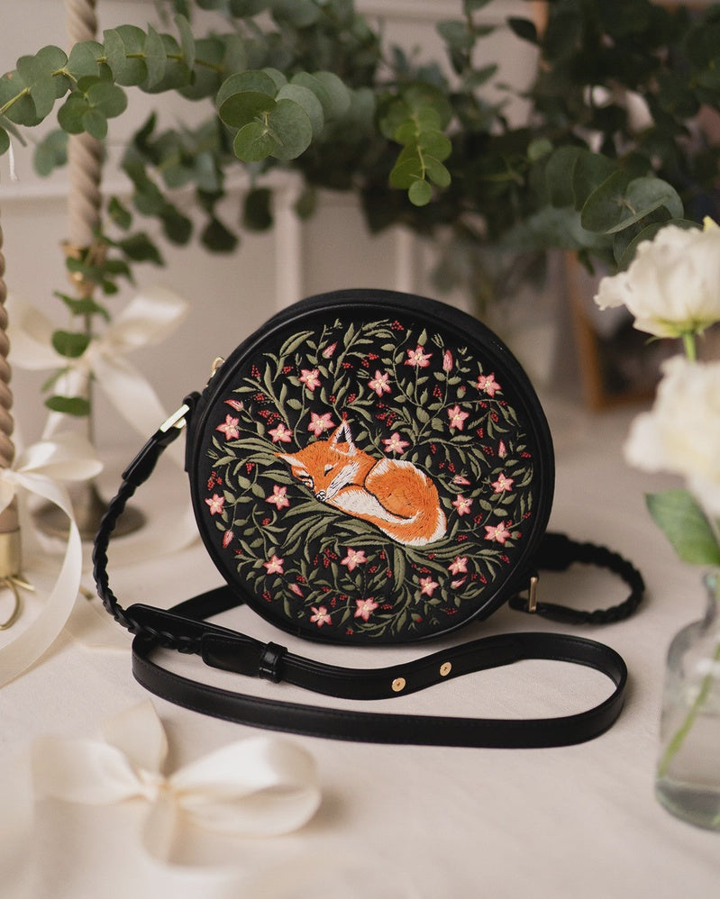 Sleepy Fox Black Velvet Saddle Bag