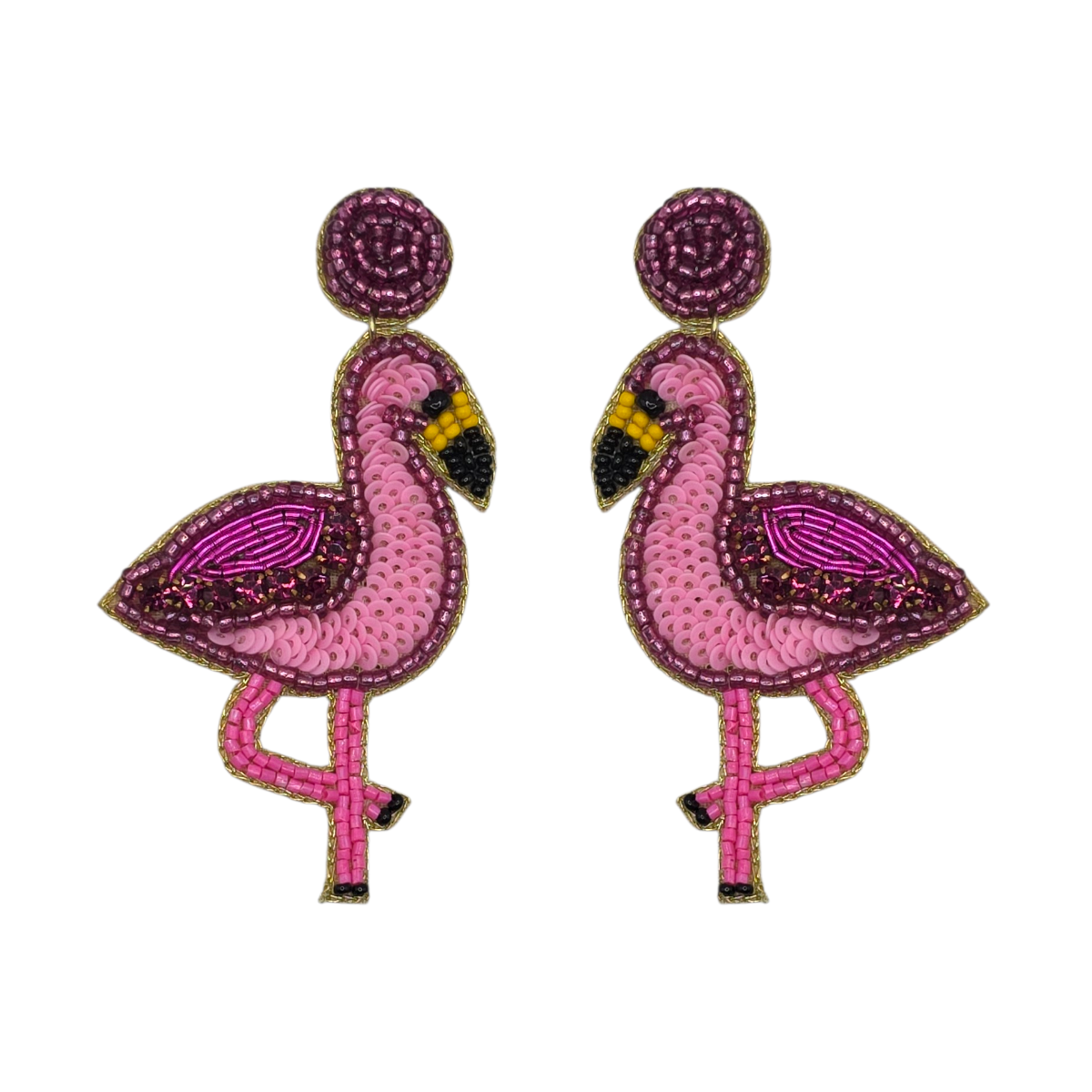 Hand Beaded Flamingo Earrings