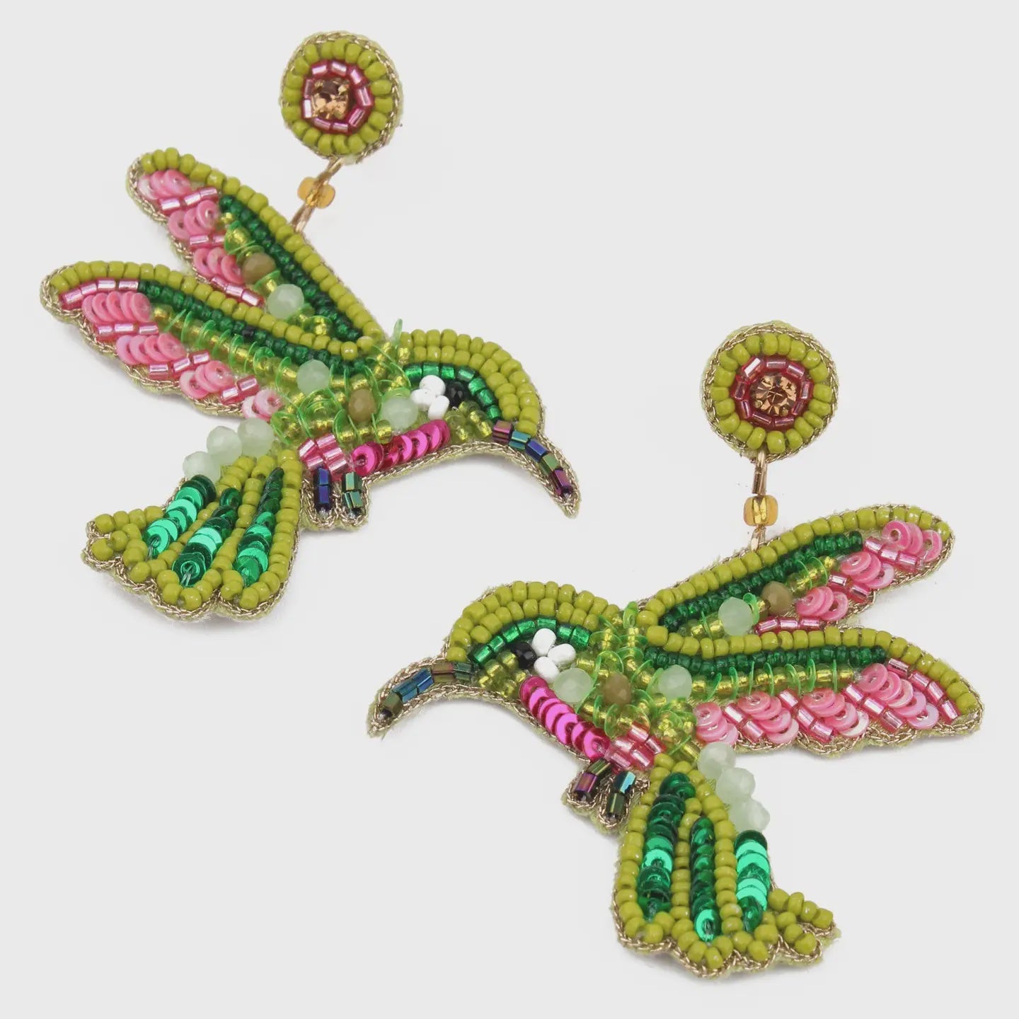 Hand Beaded Hummingbird Earrings