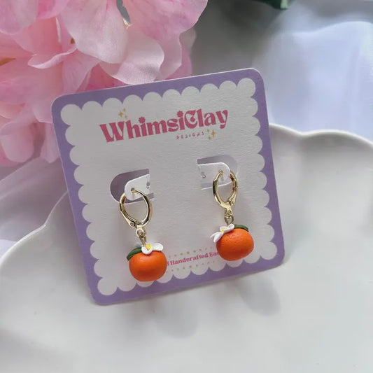 Orange and Blossom Huggy Hoop Earrings