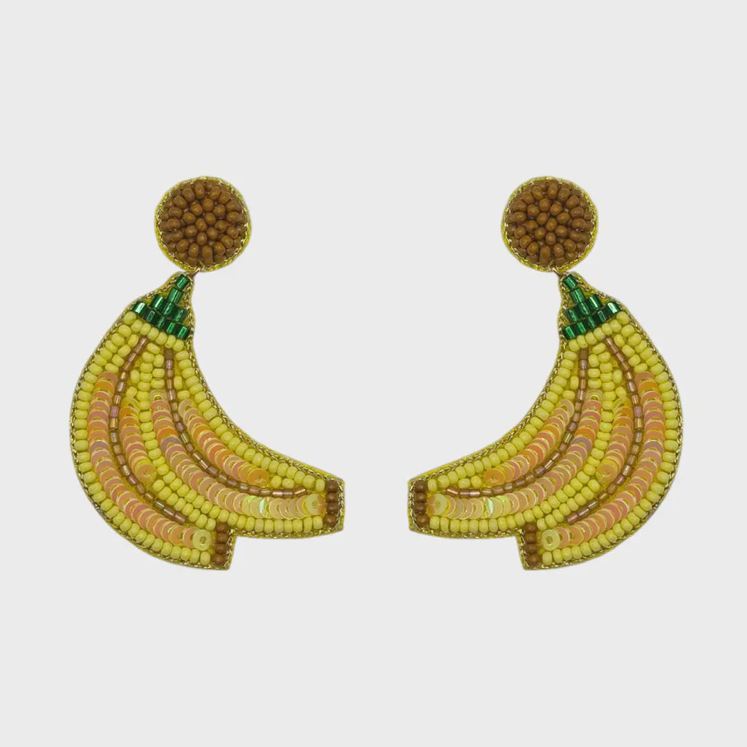 Hand Beaded Banana Bunch Earrings