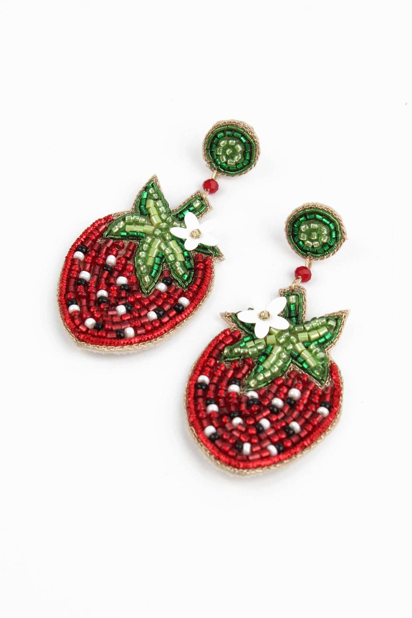 Hand Beaded Strawberry Earrings