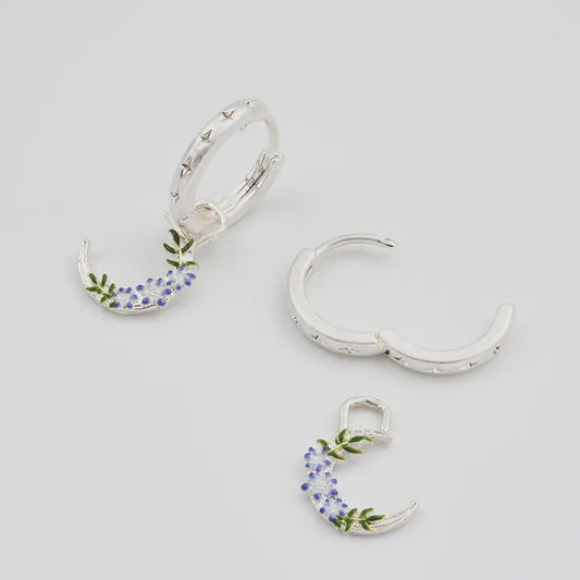 Nightshade Moon Silver 2 in 1 Huggie Earrings