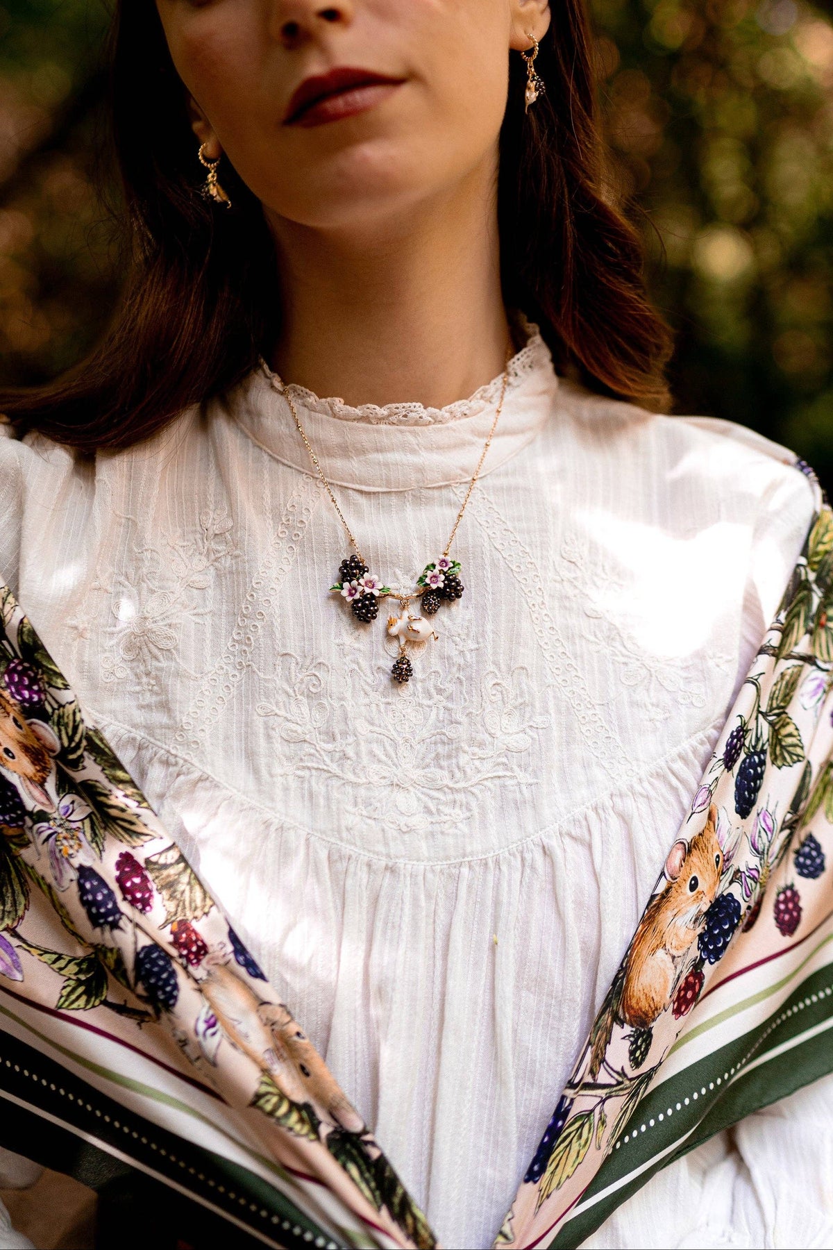Bill Skinner Blackberry Mouse Branch Necklace