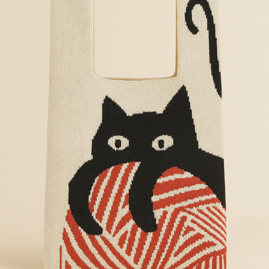 The Yarn Keeper Cat Knitted Tote Bag
