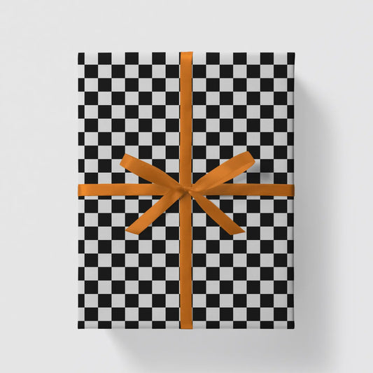 Black and White Checkered Gift Wrap Sheet