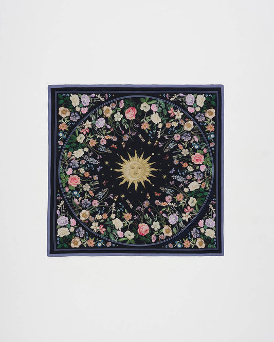 Selene Narrative Medium Square Scarf in Navy