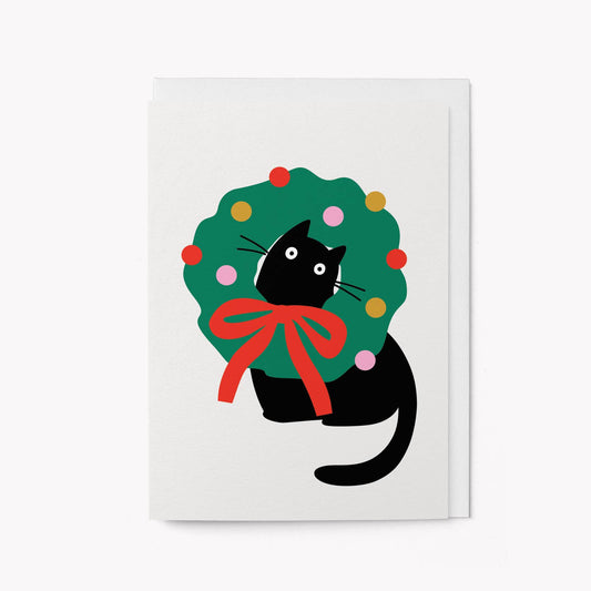 Cat in Wreath Christmas Card