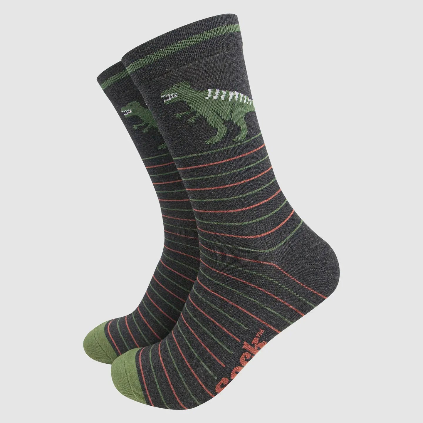 Men's Black Striped T-Rex Socks