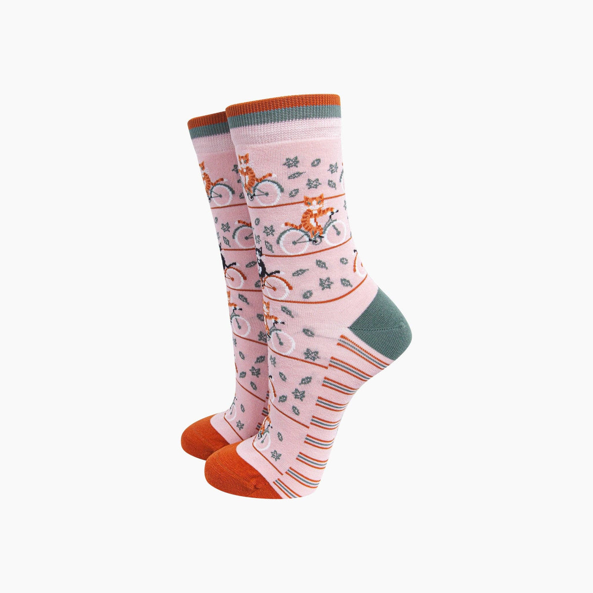 Pink Cycling Cats Socks