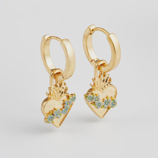 Sacred Heart Huggie Earrings