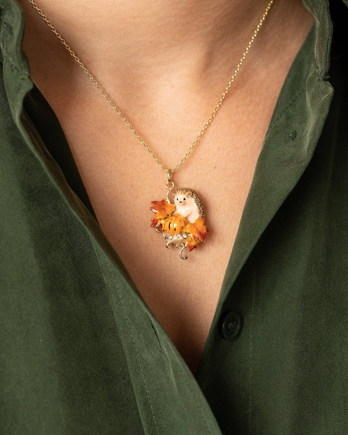Bill Skinner Hedgehog & Pumpkin Pendant