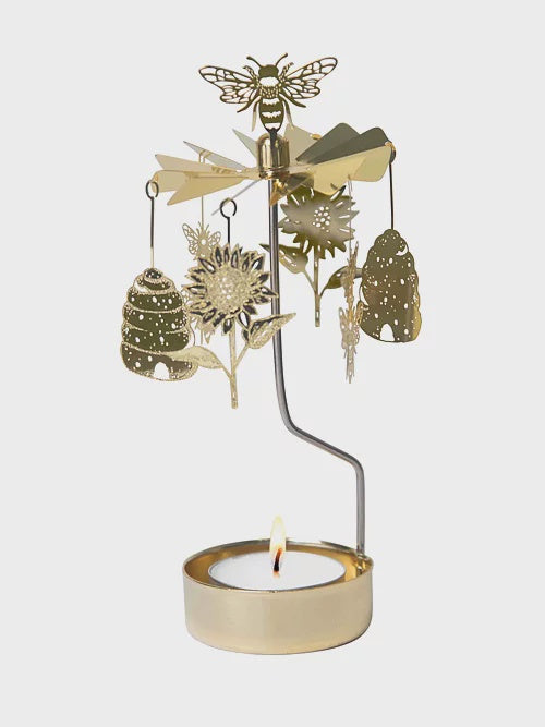 Bee Mine Gold Rotary Candle Holder