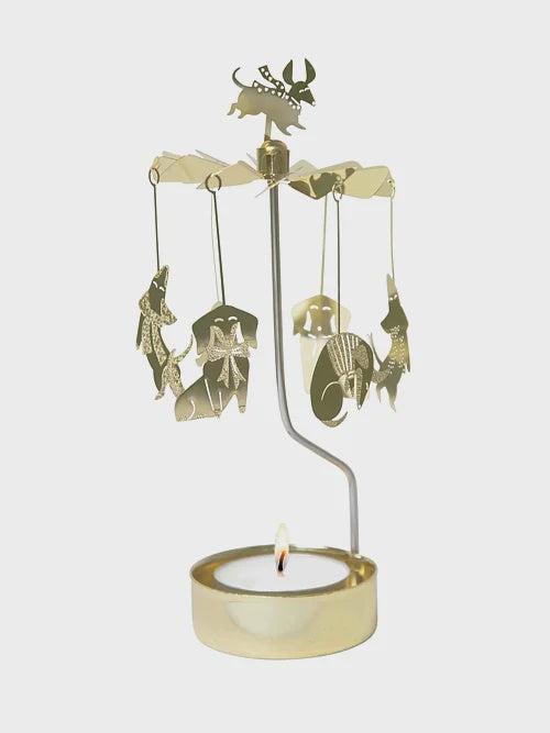 Dachshund Gold Rotary Candle Holder