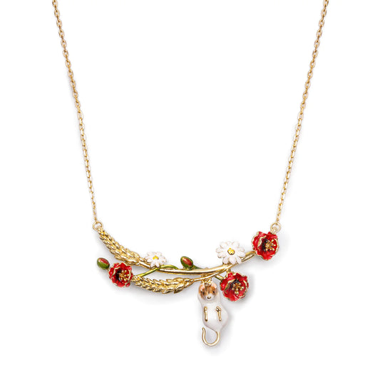 Bill Skinner Harvest Mouse and Corn Floral Necklace