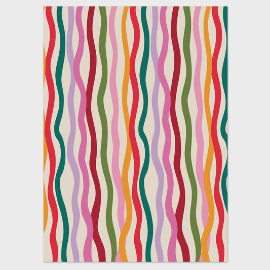 Raspberry Blossom Wavy Stripe Wrapping Paper - Podarok