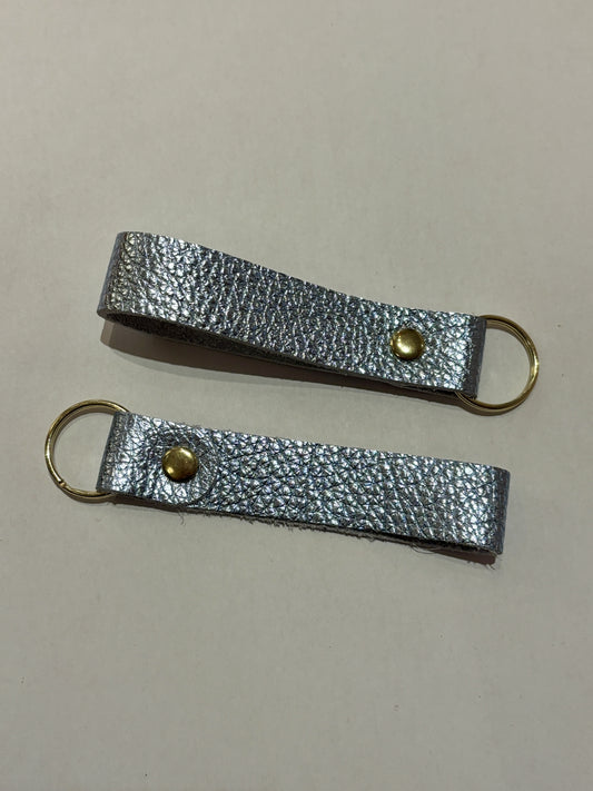 Leather Loop Keyring - Metallic Diamond