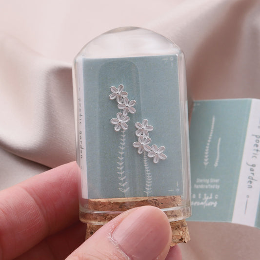 Lavender Flower Sterling Silver Stud Earrings