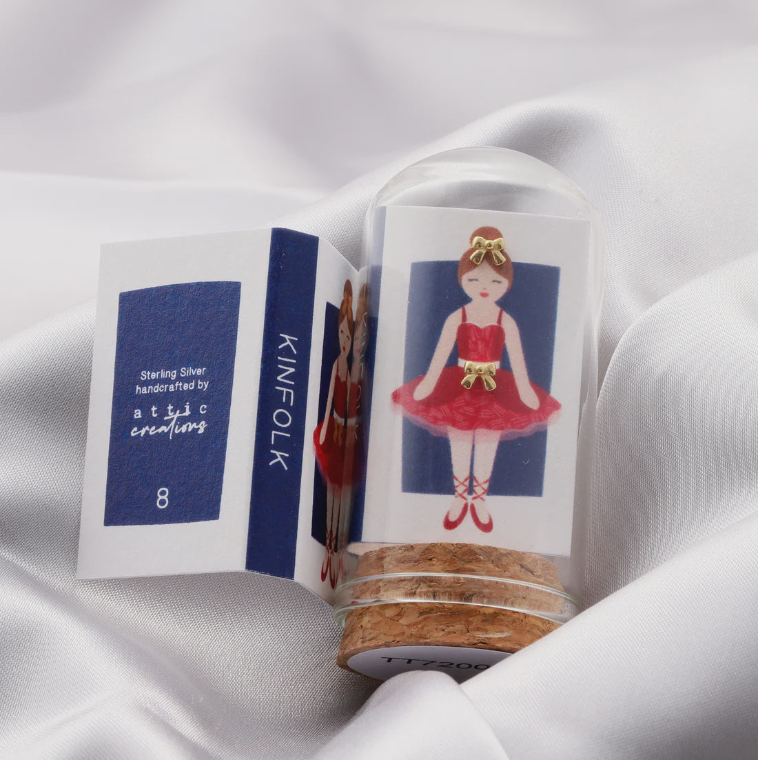 Red Ballerina Tiny Bow Earrings - Gold Plated