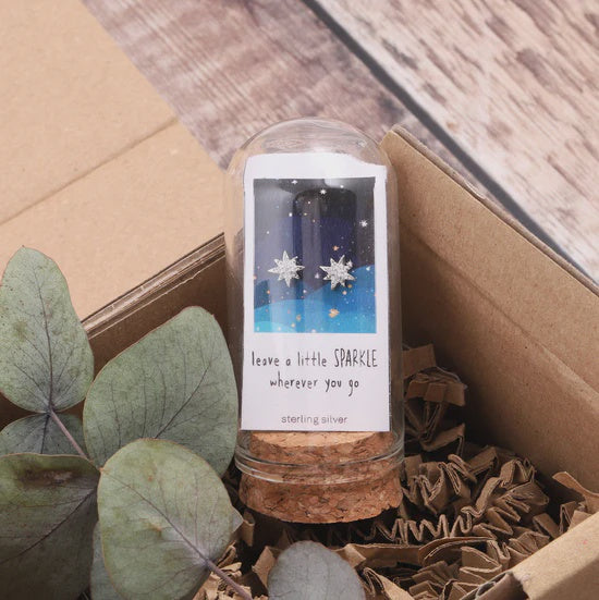 Leave A Little Sparkle Star Earrings - Sterling Silver