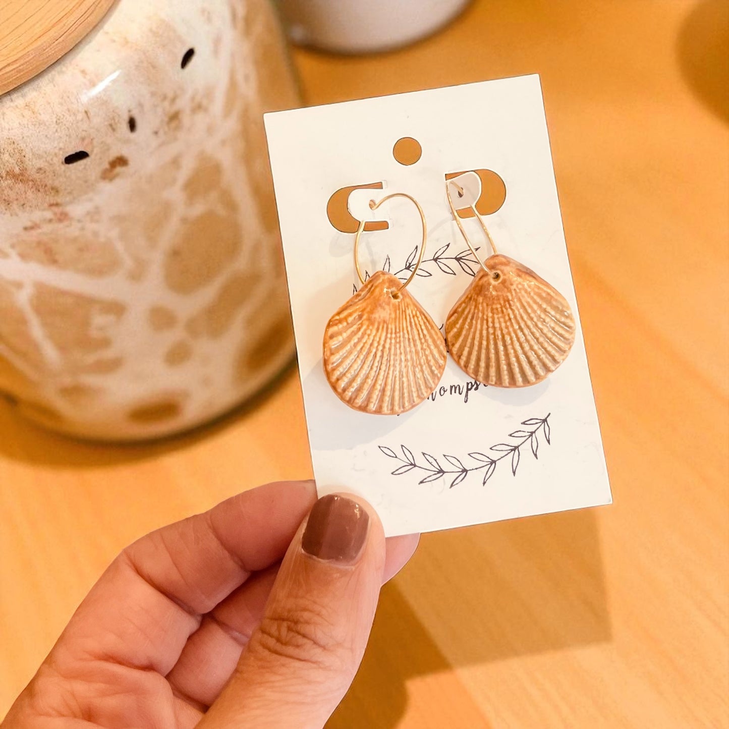 Handmade Ceramic Shell Earrings