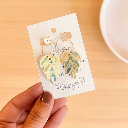 Handmade Ceramic Chandelier Leaf Earrings
