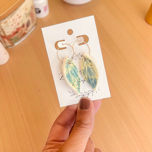 Handmade Ceramic Long Drop Leaf Earrings