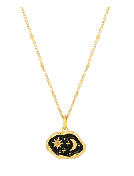 Vurchoo Midnight Scene Rose Quartz Necklace - Gold Plated