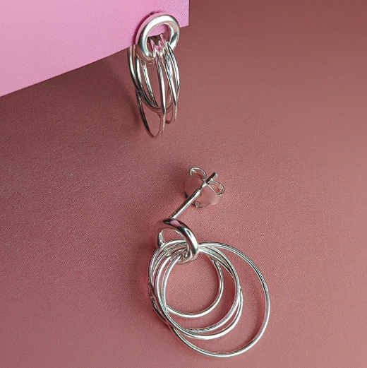 Vurchoo Hoop Cluster Rings Sterling Silver Stud Earrings