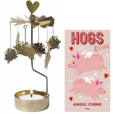 Hogs and Kisses Gold Rotary Candle Holder