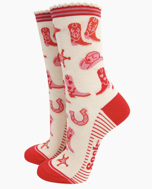 Cream Western Cowgirl Socks