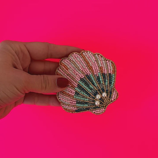 Tide Shell Beaded Compact Mirror