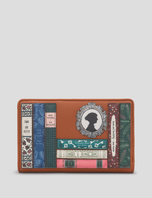 Jane Austen Tan Book Club Zip Around Wallet