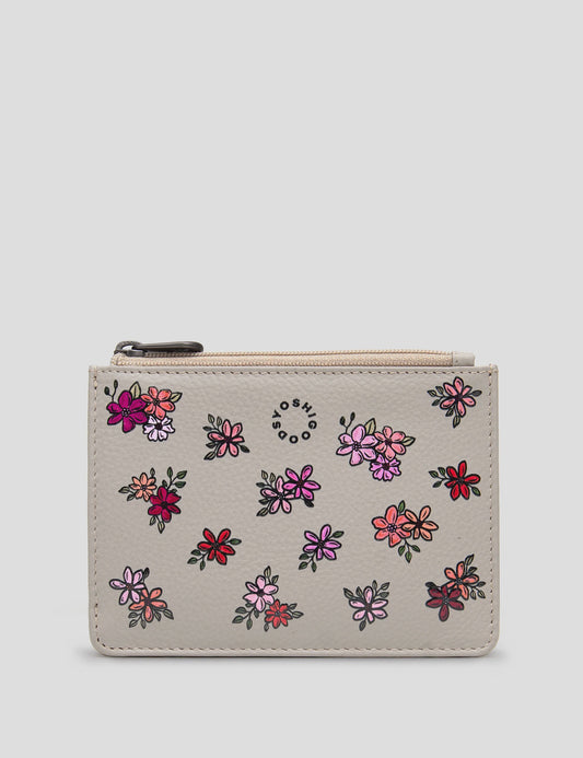 Yoshi Ditsy Floral Zip Top Leather Purse