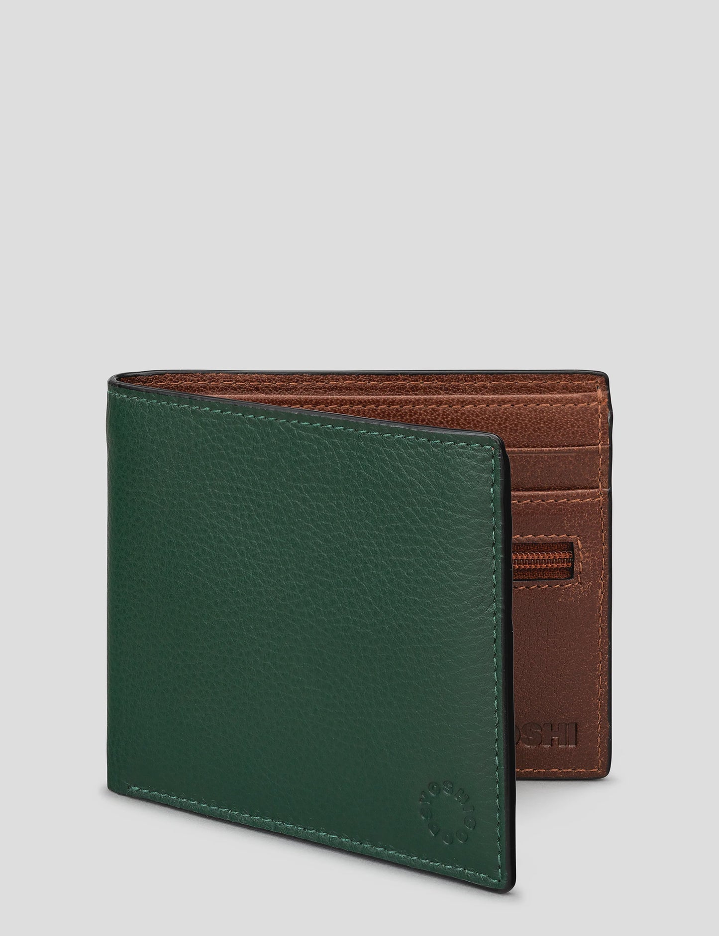 Yoshi Leather Contrast Inner Wallet - Brown/Green