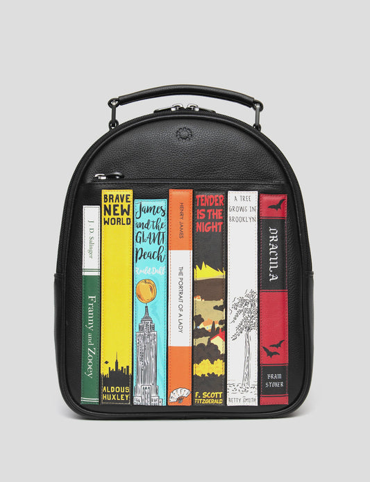 Yoshi Black Bookworm Leather Backpack