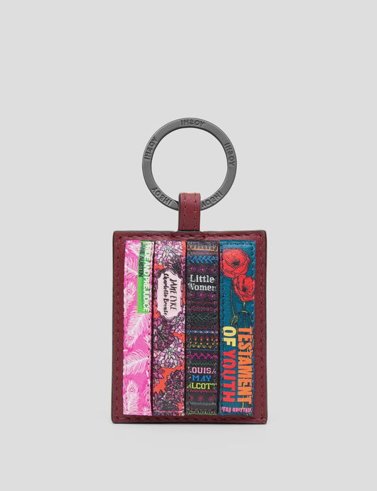 Cherry Red Bookworm Leather Keyring
