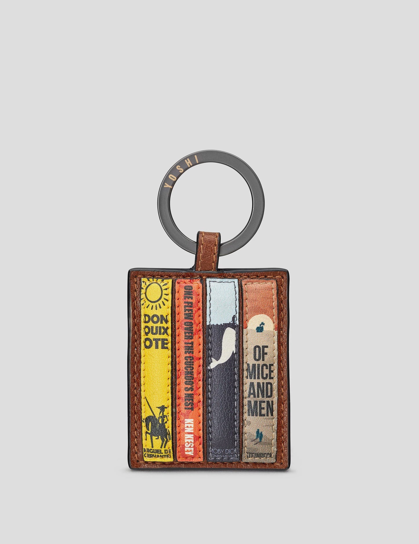Mens Bookworm Library Brown Leather Keyring