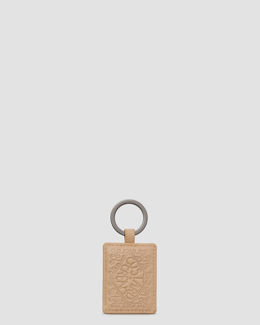 Custard Cream Leather Keyring